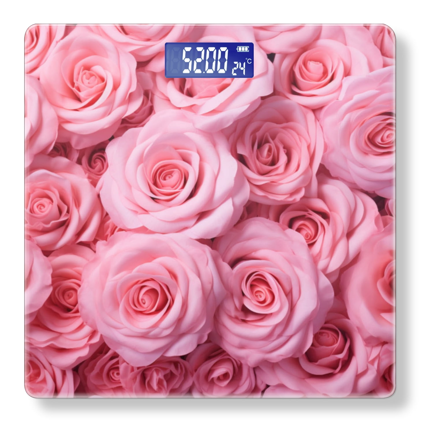 High Precision Body Weight Scale Smart Bathroom Scales with Large LCD Display(400lbs),Decorative for Bedroom-Bouquet Of Many Pink Roses Beautiful Pattern