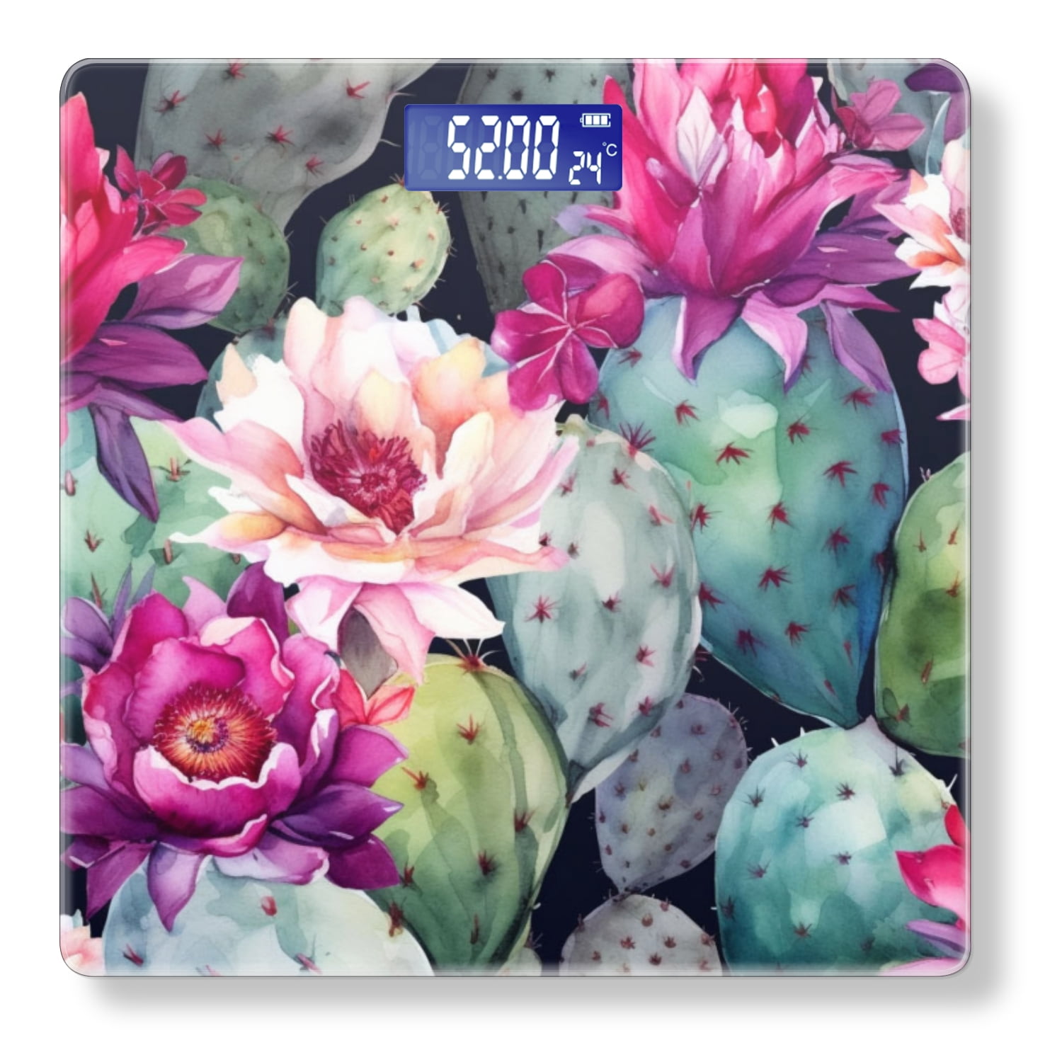 High Precision Body Weight Scale Smart Bathroom Scales with Large LCD Display(400lbs),Decorative for Bedroom-Cacti'S Petals In Shades Of Pink And Purple Against The Dark Background