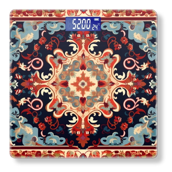 High Precision Body Weight Scale Smart Bathroom Scales with Large LCD Display(400lbs),Decorative for Bedroom-Carpet Design With Traditional Chinese Patterns