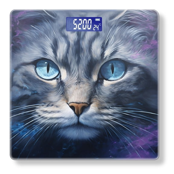 High Precision Body Weight Scale Smart Bathroom Scales with Large LCD Display(400lbs),Decorative for Bedroom-Cat Set Against The Backdrop Of Deep Space And Nebulae