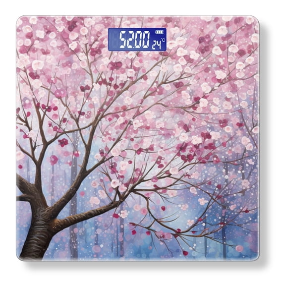 High Precision Body Weight Scale Smart Bathroom Scales with Large LCD Display(400lbs),Decorative for Bedroom-Cherry Blossom Trees Cherry Blossoms In The Forest