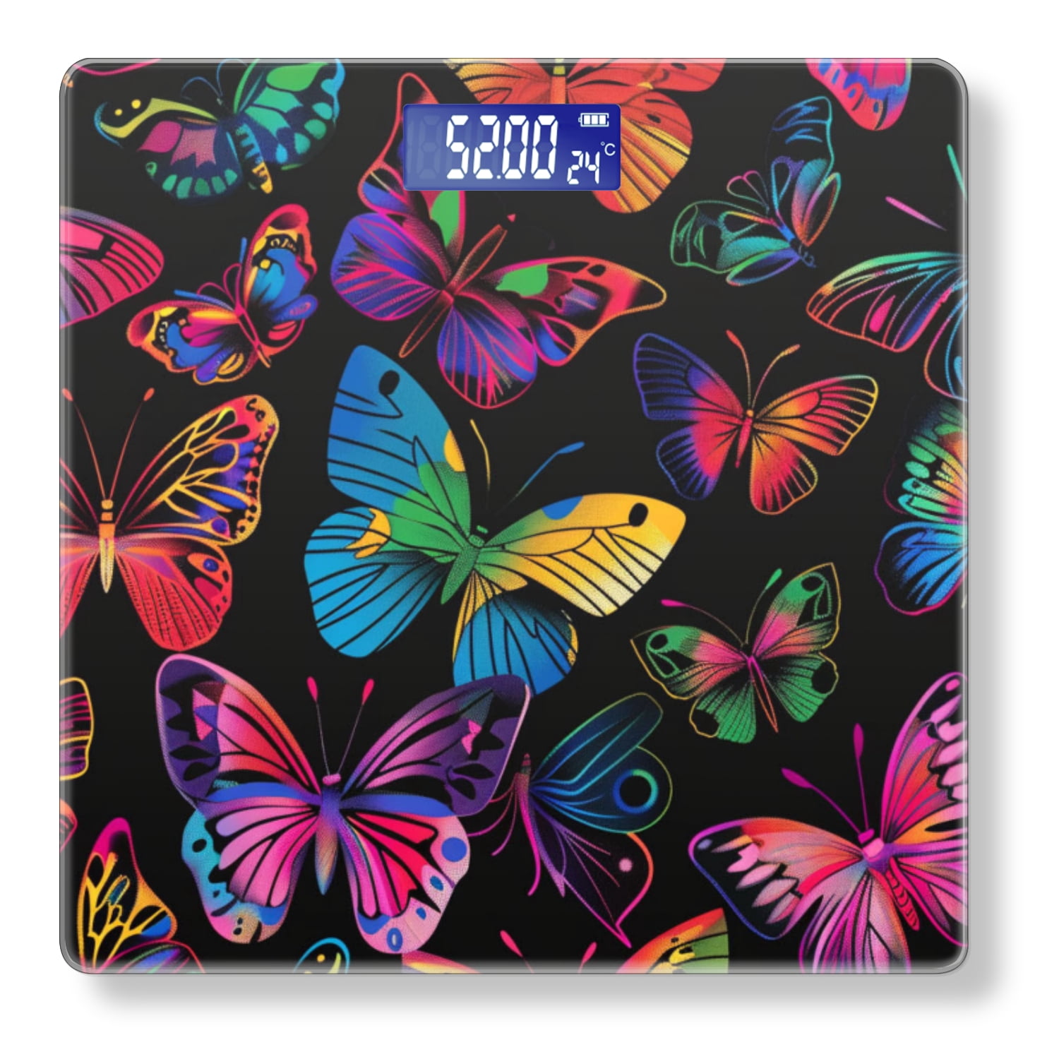 High Precision Body Weight Scale Smart Bathroom Scales with Large LCD Display(400lbs),Decorative for Bedroom-Colorful Butterflies Each With Unique Design And Color Palette