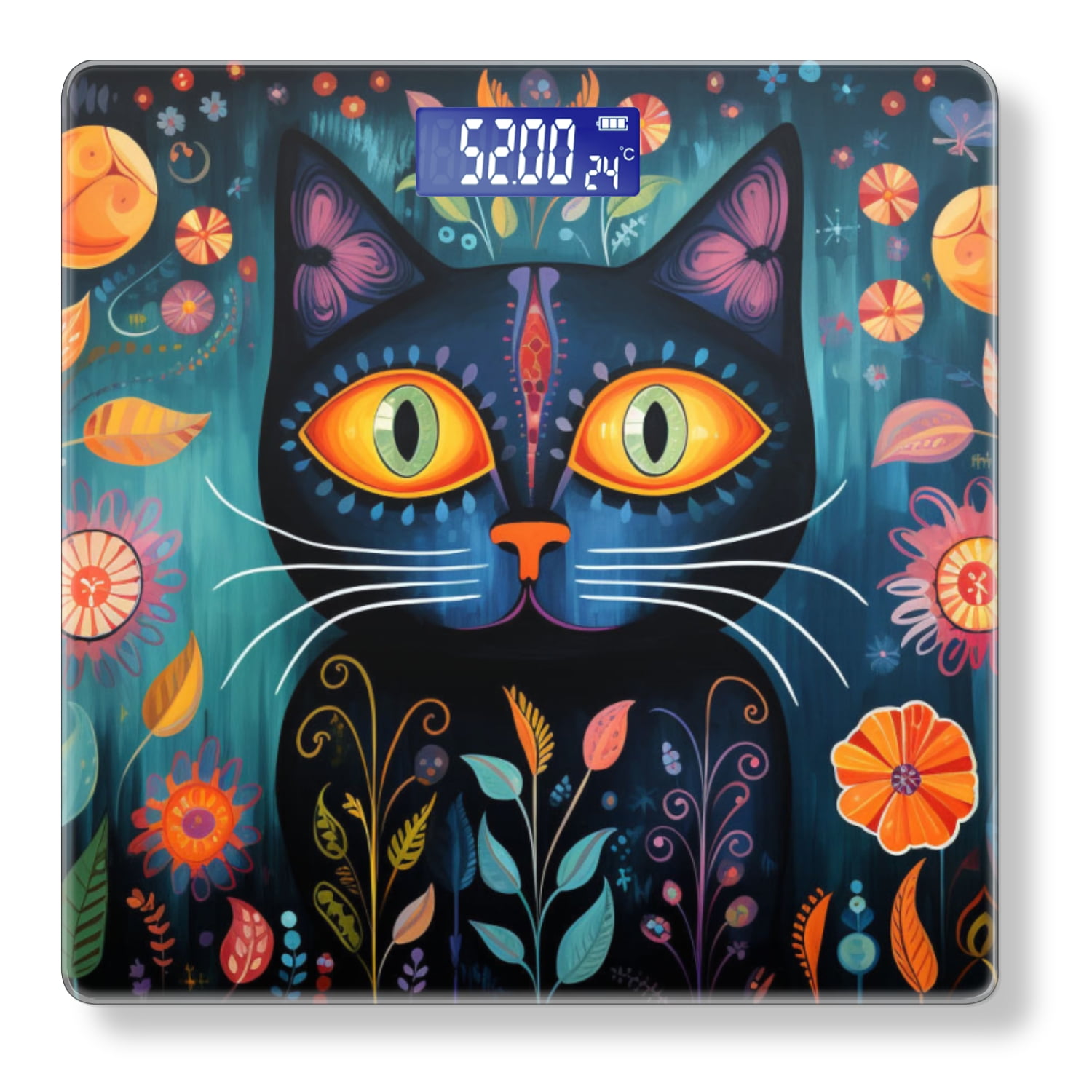 Bathroom Scale, Highly Accurate Digital Body Scale,Precisely Measures Weight up to 400 lbs-Colorful Cartoon Cat Kitten Animal Print Pattern