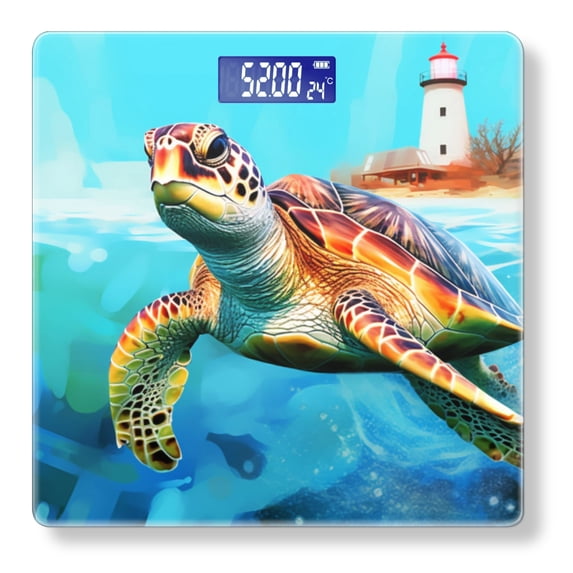 High Precision Body Weight Scale Smart Bathroom Scales with Large LCD Display(400lbs),Decorative for Bedroom-Colorful Cartoon Sea Turtle Swimming In The Ocean