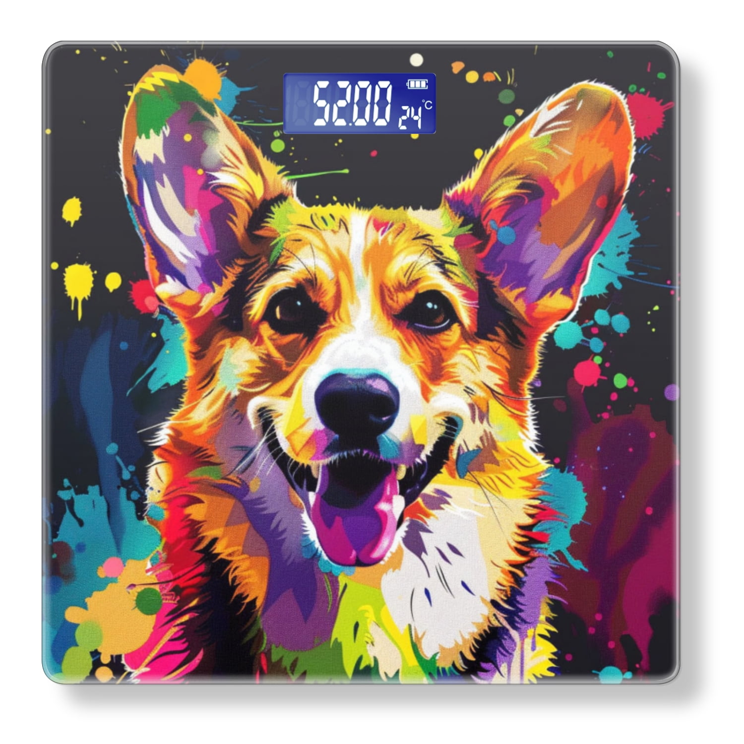 Bathroom Scale, Highly Accurate Digital Body Scale,Precisely Measures Weight up to 400 lbs-Colorful Corgi Dog With Large Ears And Smiling