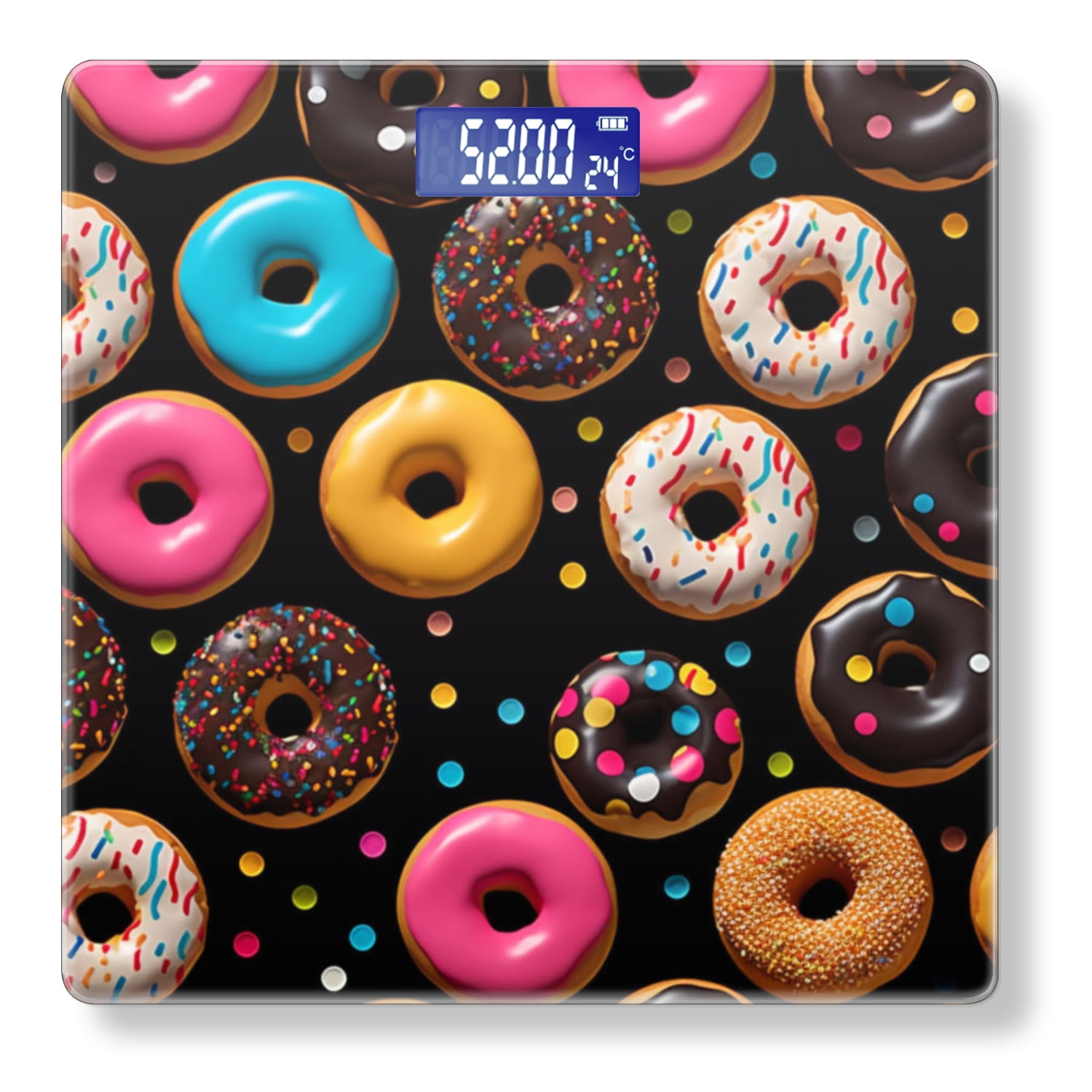 High Precision Body Weight Scale Smart Bathroom Scales with Large LCD Display(400lbs),Decorative for Bedroom-Colorful Doughnuts With Vibrant Sprinkles On Top