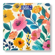 High Precision Body Weight Scale Smart Bathroom Scales with Large LCD Display(400lbs),Decorative for Bedroom-Colorful Flat Illustration Of Floral Pattern With Vibrant Flowers