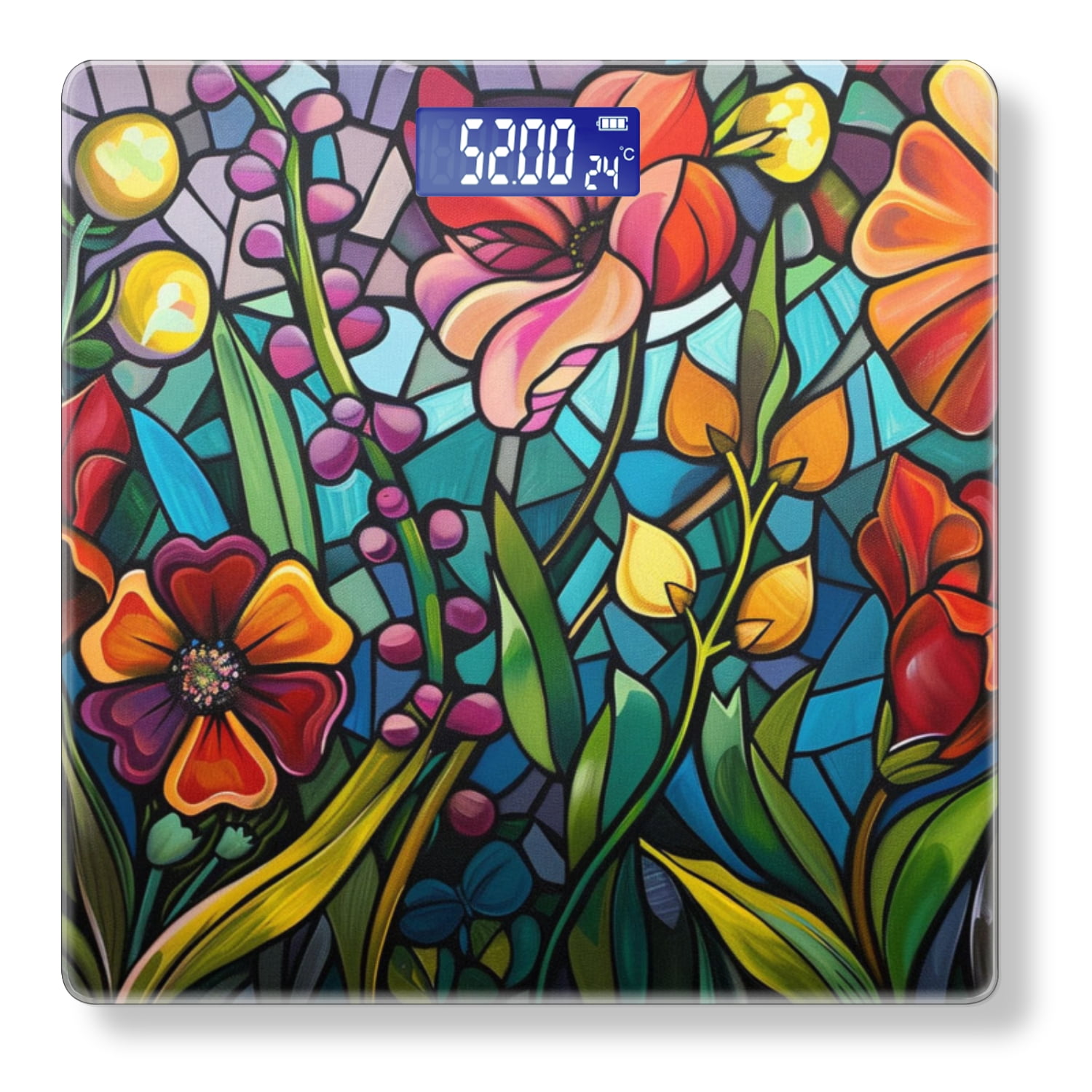 High Precision Body Weight Scale Smart Bathroom Scales with Large LCD Display(400lbs),Decorative for Bedroom-Colorful Floral Garden Scene With Flowers In Full Bloom