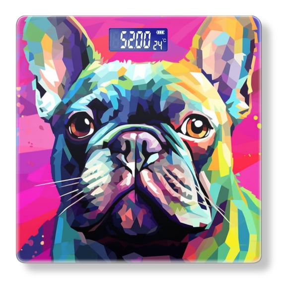 Bathroom Scale, Highly Accurate Digital Body Scale,Precisely Measures Weight up to 400 lbs-Colorful French Bulldog In The Style Of Pop Art