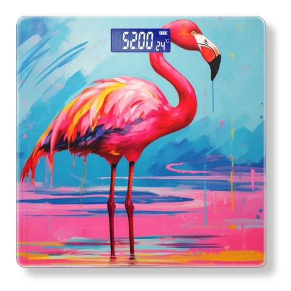 Bathroom Scale, Highly Accurate Digital Body Scale,Precisely Measures Weight up to 400 lbs-Colorful Pink Flamingo Standing In The Water