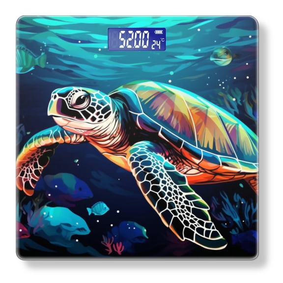 High Precision Body Weight Scale Smart Bathroom Scales with Large LCD Display(400lbs),Decorative for Bedroom-Colorful Sea Turtle Swimming In The Deep Ocean