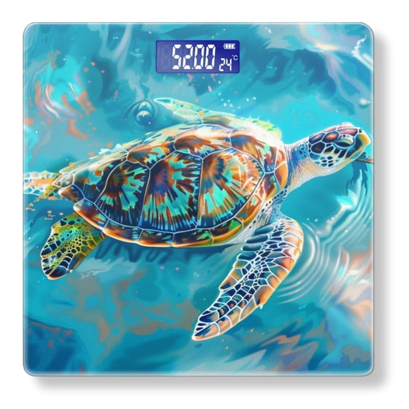 High Precision Body Weight Scale Smart Bathroom Scales with Large LCD Display(400lbs),Decorative for Bedroom-Colorful Sea Turtle Swimming In The Ocean (3)
