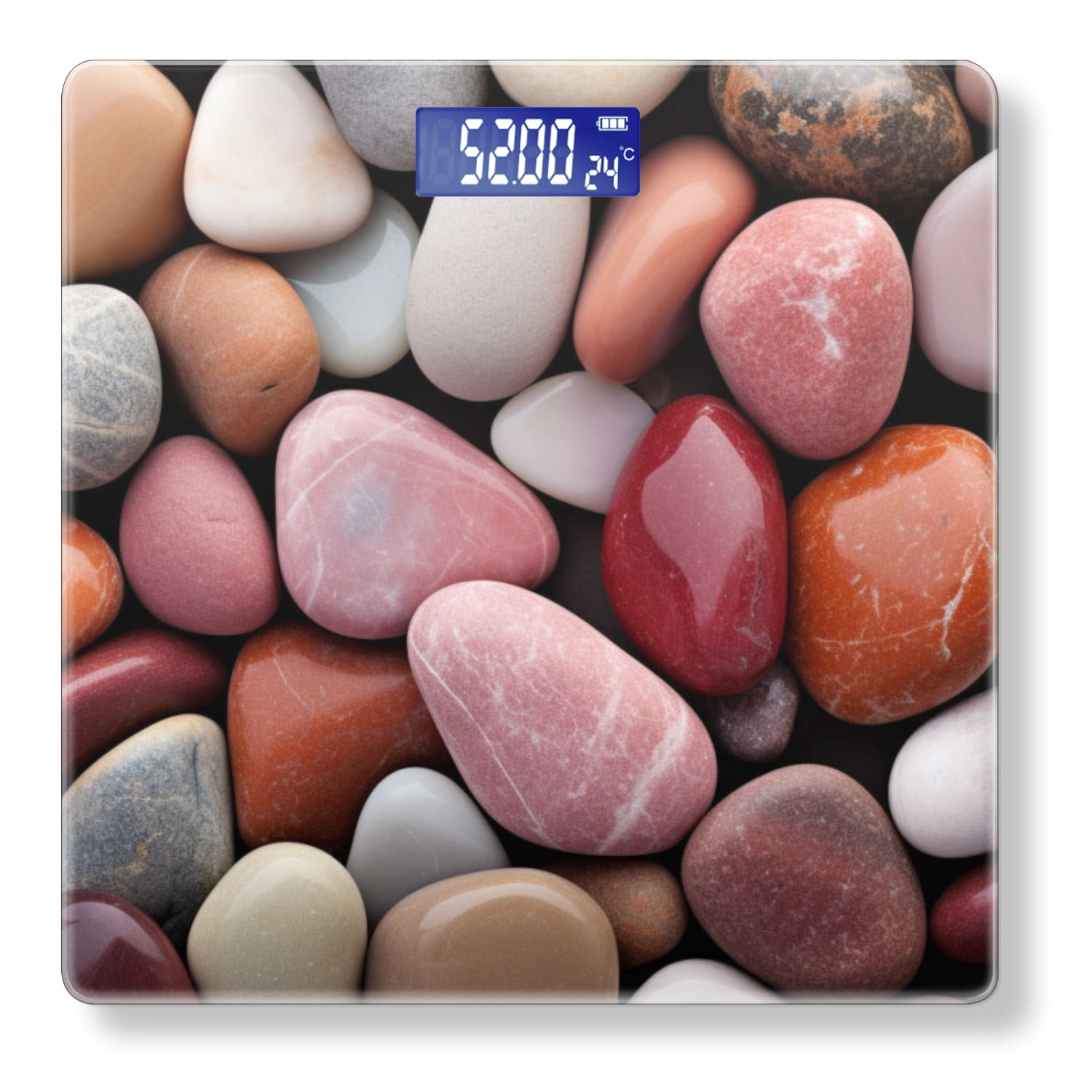 High Precision Body Weight Scale Smart Bathroom Scales with Large LCD Display(400lbs),Decorative for Bedroom-Colorful Smooth Pebbles In Various Shapes And Sizes