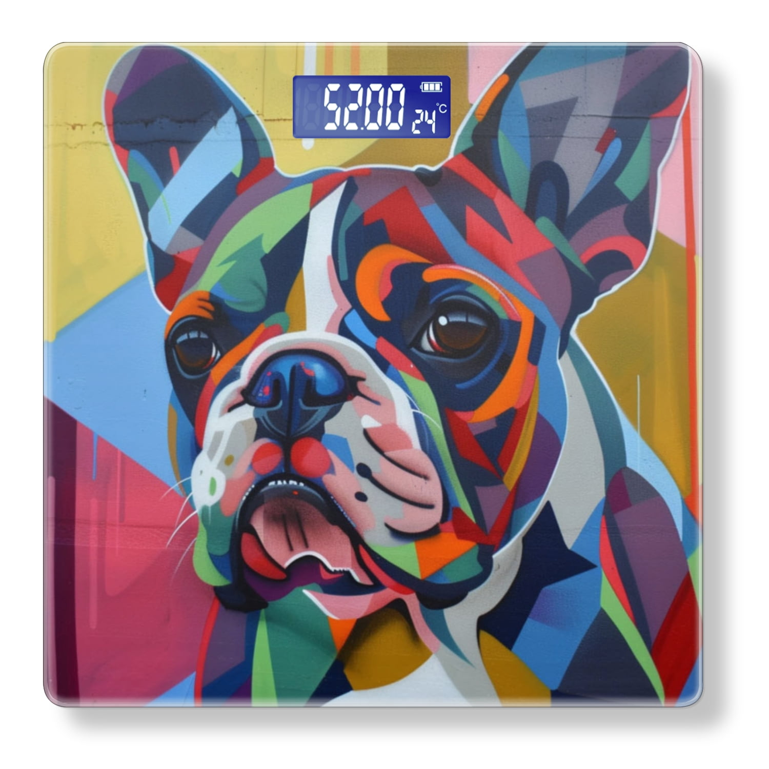 High Precision Body Weight Scale Smart Bathroom Scales with Large LCD Display(400lbs),Decorative for Bedroom-Colorful Street Art Mural Of Adorable Bulldog