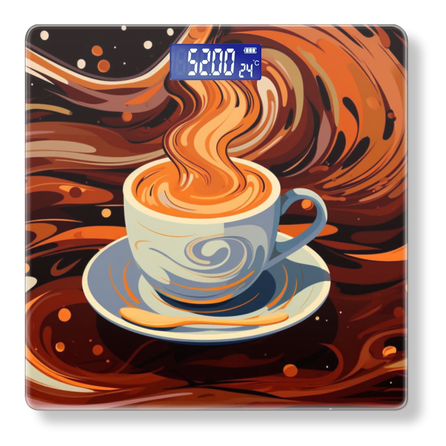 High Precision Body Weight Scale Smart Bathroom Scales with Large LCD Display(400lbs),Decorative for Bedroom-Cup Of Coffee With Brown And Orange Swirls