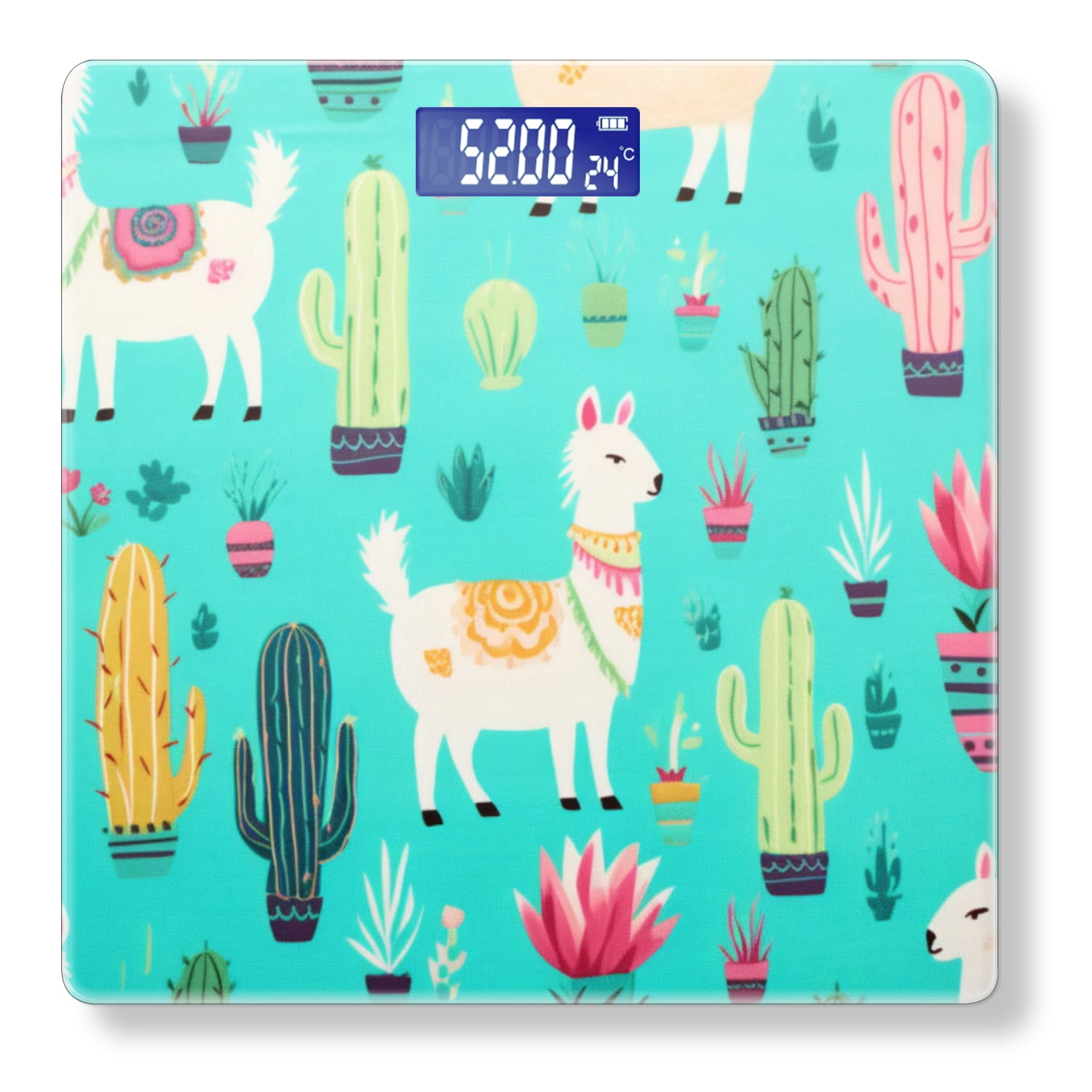 High Precision Body Weight Scale Smart Bathroom Scales with Large LCD Display(400lbs),Decorative for Bedroom-Cute All-Over Precipitation Design Turquoise Background