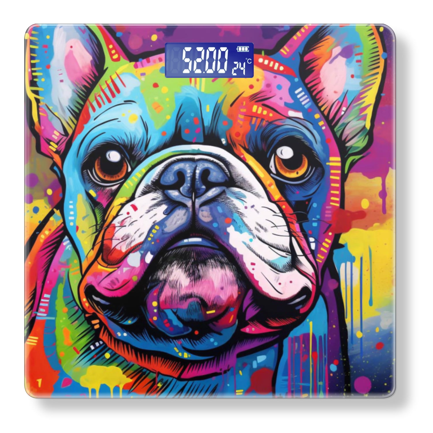 High Precision Body Weight Scale Smart Bathroom Scales with Large LCD Display(400lbs),Decorative for Bedroom-Cute Bulldog In The Style Of Colorful Graffiti