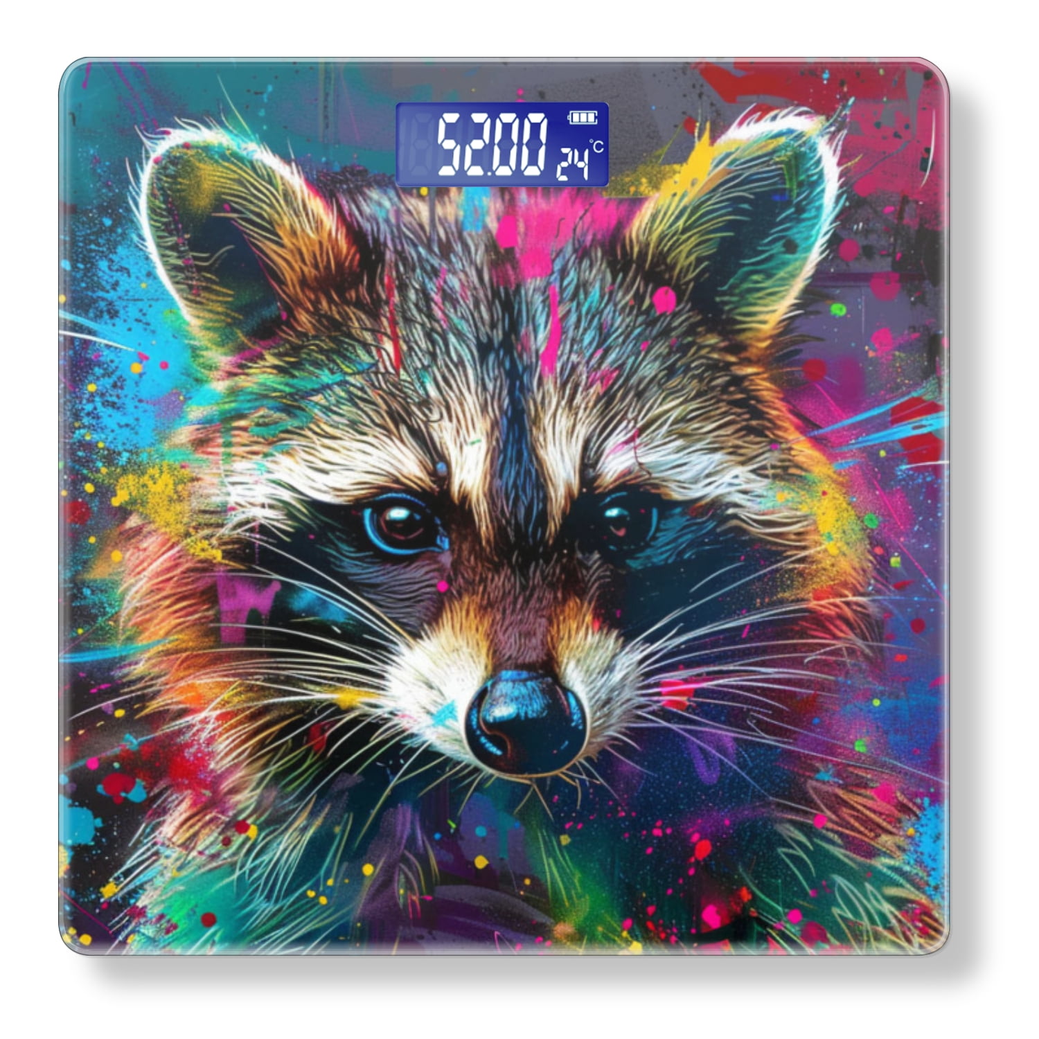 Bathroom Scale, Highly Accurate Digital Body Scale,Precisely Measures Weight up to 400 lbs-Cute Raccoon In The Style Of Abstract Painting