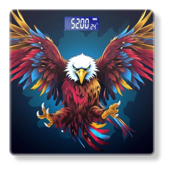 Bathroom Scale, Highly Accurate Digital Body Scale,Precisely Measures Weight up to 400 lbs-Eagle With Spread Wings In Red And Yellow Colors
