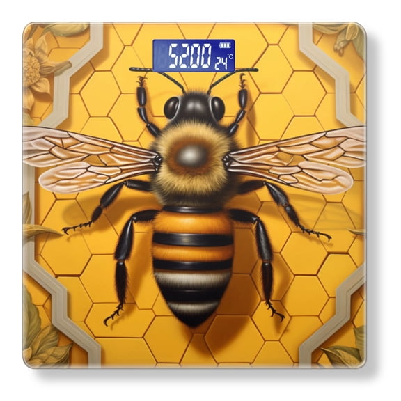 High Precision Body Weight Scale Smart Bathroom Scales with Large LCD Display(400lbs),Decorative for Bedroom-Elegant Bee On Honeycomb Surrounded By Blooming Flowers