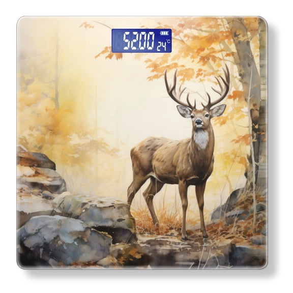 High Precision Body Weight Scale Smart Bathroom Scales with Large LCD Display(400lbs),Decorative for Bedroom-Elegant White-Tailed Deer Standing In The Forest