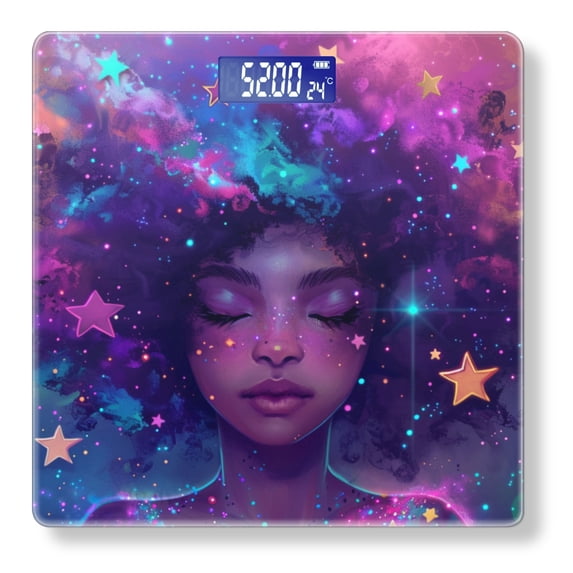 High Precision Body Weight Scale Smart Bathroom Scales with Large LCD Display(400lbs),Decorative for Bedroom-Enchanting Illustration Of The Goddess Representing Black Women