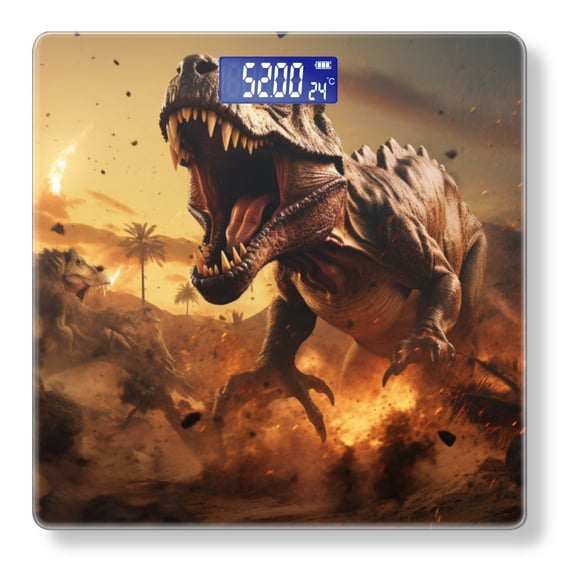 High Precision Body Weight Scale Smart Bathroom Scales with Large LCD Display(400lbs),Decorative for Bedroom-Ferocious Tyrannosaurus Rex Roaring In The Midst Of Ancient Desert