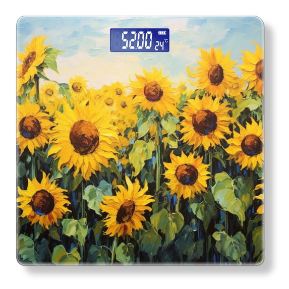 High Precision Body Weight Scale Smart Bathroom Scales with Large LCD Display(400lbs),Decorative for Bedroom-Field Full Of Sunflower Flowers On Sunny Day