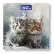High Precision Body Weight Scale Smart Bathroom Scales with Large LCD Display400lbs,Decorative for Bedroom-Fluffy Kittens With Big Eyes Sitting Together