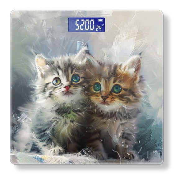 High Precision Body Weight Scale Smart Bathroom Scales with Large LCD Display(400lbs),Decorative for Bedroom-Fluffy Kittens With Big Eyes Sitting Together
