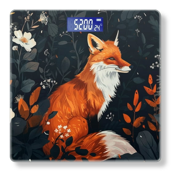 High Precision Body Weight Scale Smart Bathroom Scales with Large LCD Display(400lbs),Decorative for Bedroom-Fox In The Forest Surrounded By White Flowers And Green Leaves