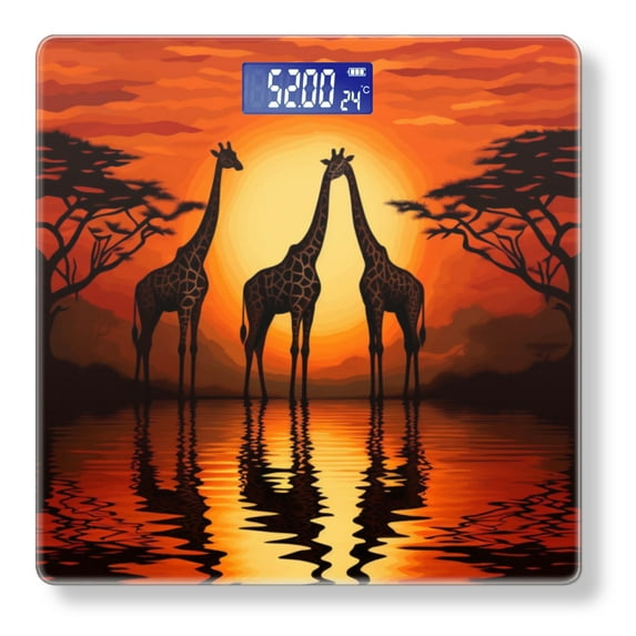 High Precision Body Weight Scale Smart Bathroom Scales with Large LCD Display(400lbs),Decorative for Bedroom-Giraffes Standing In The Water Of African Savanna