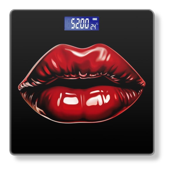 High Precision Body Weight Scale Smart Bathroom Scales with Large LCD Display(400lbs),Decorative for Bedroom-Glossy Red Lips With Perfect Symmetrical Shape