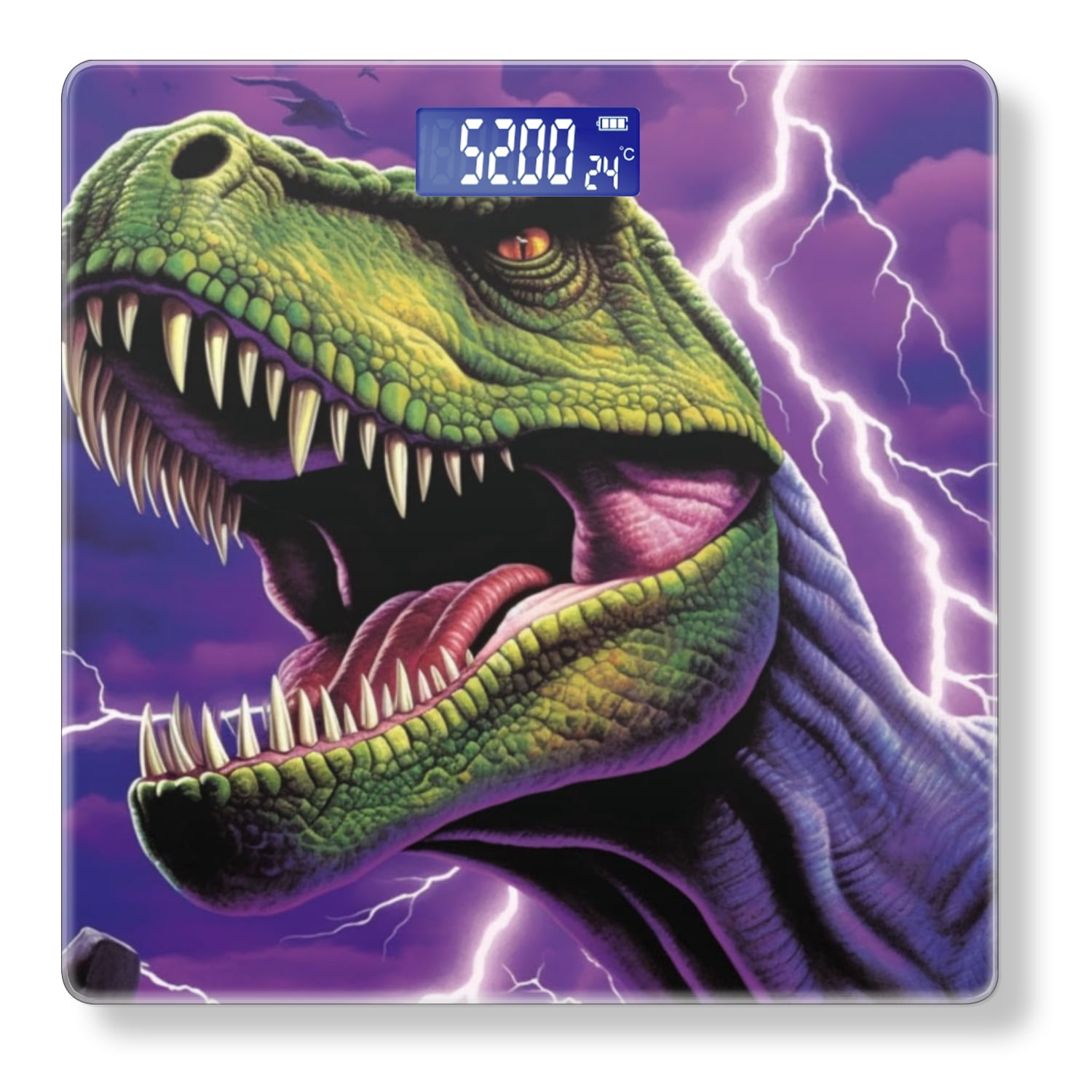 High Precision Body Weight Scale Smart Bathroom Scales with Large LCD Display(400lbs),Decorative for Bedroom-Green Tyrannosaurus Rex Roaring With Mouth Open