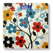 High Precision Body Weight Scale Smart Bathroom Scales with Large LCD Display(400lbs),Decorative for Bedroom-Groovy Floral Pattern On White Background