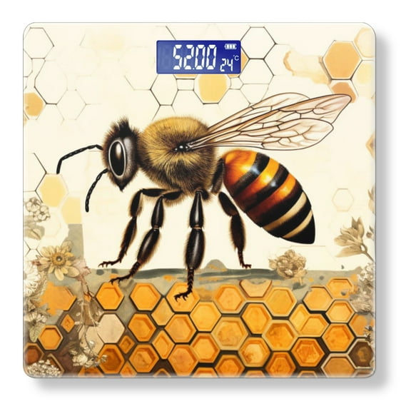 High Precision Body Weight Scale Smart Bathroom Scales with Large LCD Display(400lbs),Decorative for Bedroom-Honey Bee On The Surface Of Empty Beehive