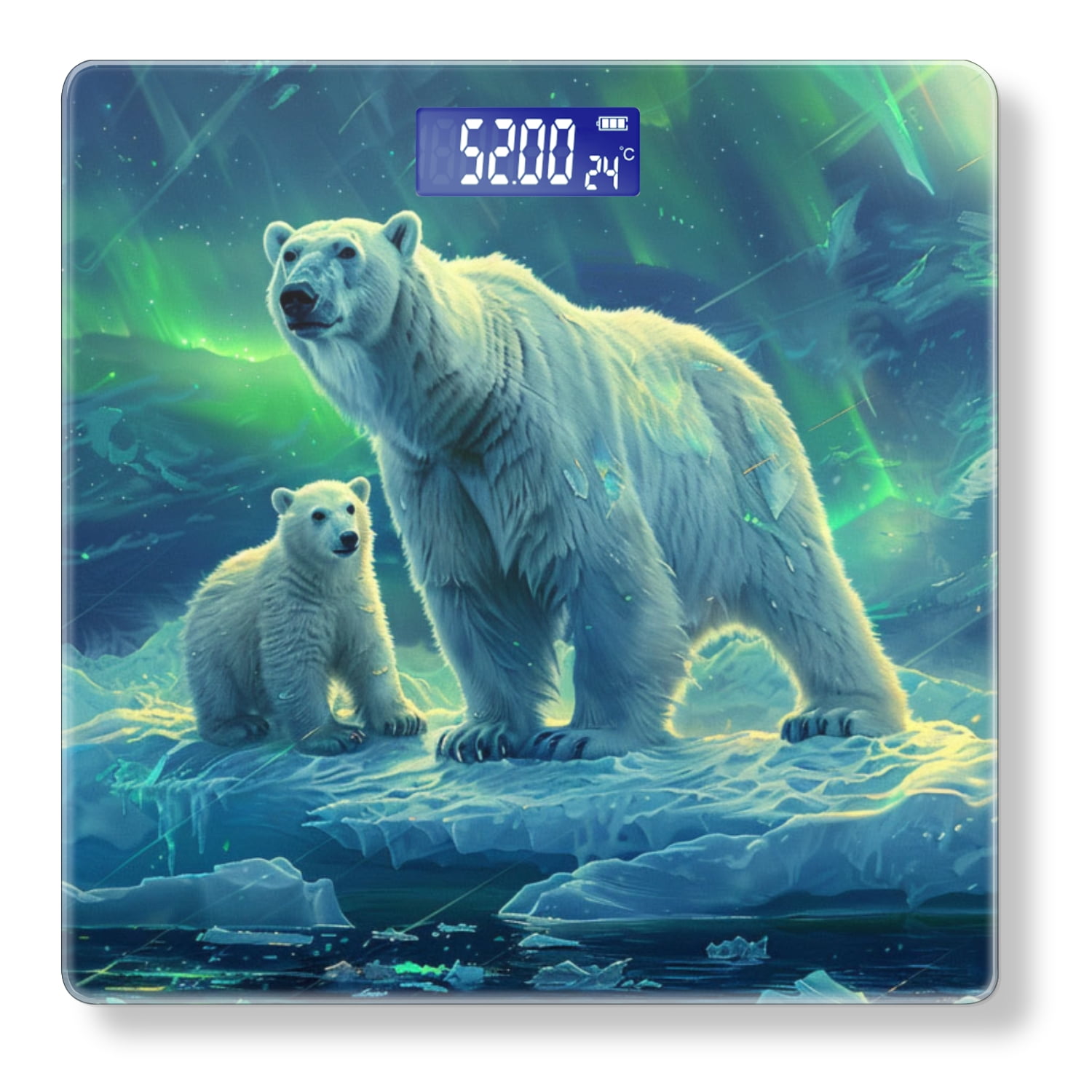 High Precision Body Weight Scale Smart Bathroom Scales with Large LCD Display(400lbs),Decorative for Bedroom-Majestic Polar Bear And Cub Stand On Ice Floe