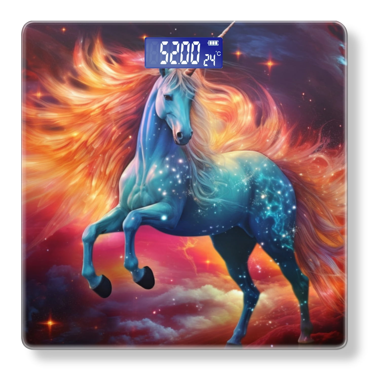 High Precision Body Weight Scale Smart Bathroom Scales with Large LCD Display(400lbs),Decorative for Bedroom-Majestic Unicorn With Flowing Mane And Tail