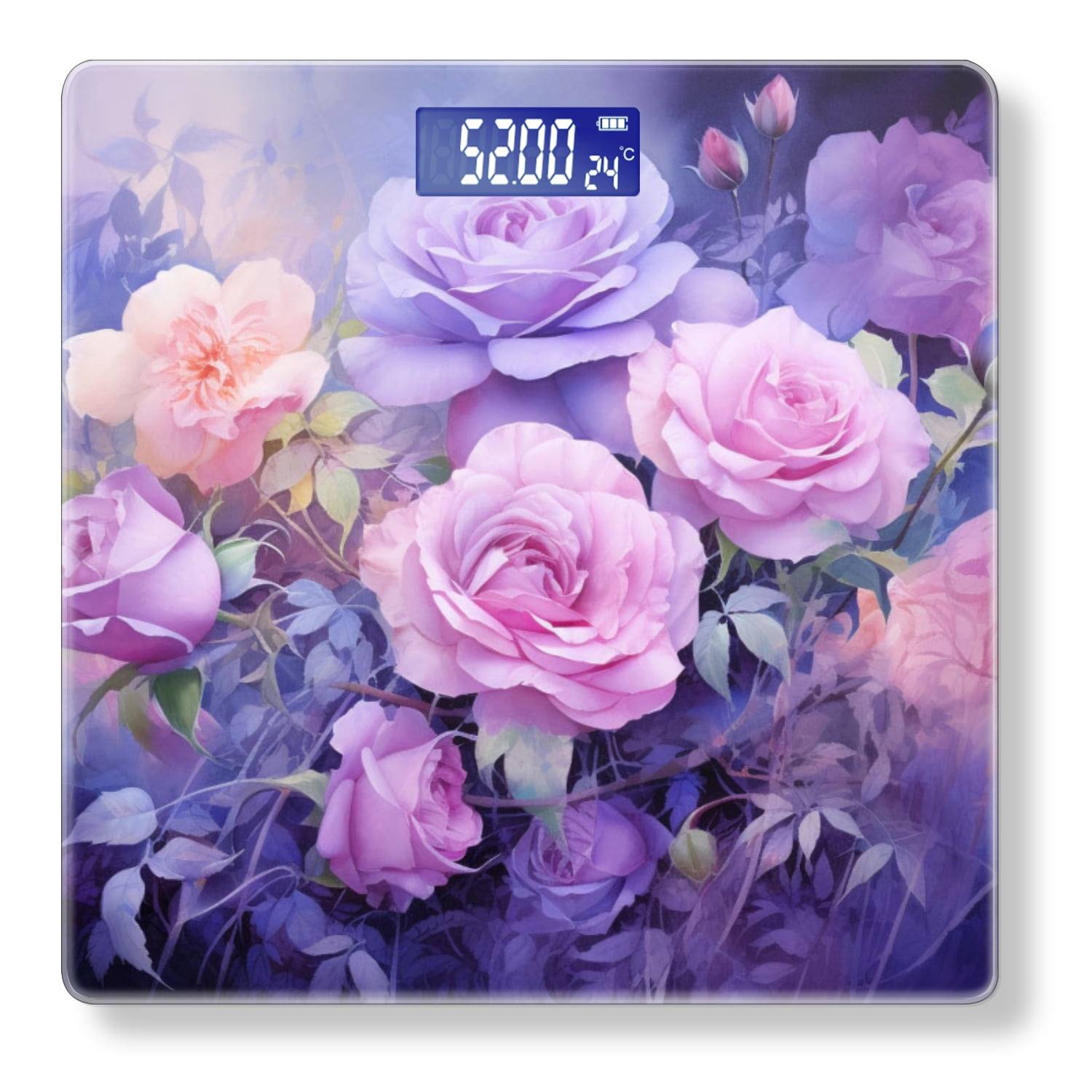 High Precision Body Weight Scale Smart Bathroom Scales with Large LCD Display(400lbs),Decorative for Bedroom-Oil Painting Of Arrangement Of Pink And Purple Roses