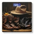 thumbnail image 1 of High Precision Body Weight Scale Smart Bathroom Scales with Large LCD Display(400lbs),Decorative for Bedroom-Old Cowboy Ha And T Leather Boots On Wooden Table, 1 of 4