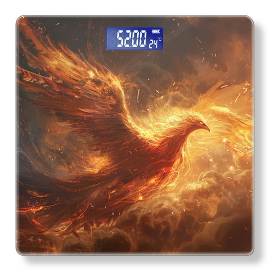 High Precision Body Weight Scale Smart Bathroom Scales with Large LCD Display(400lbs),Decorative for Bedroom-Phoenix Rising From The Ashes In The Style Of Fantasy Art