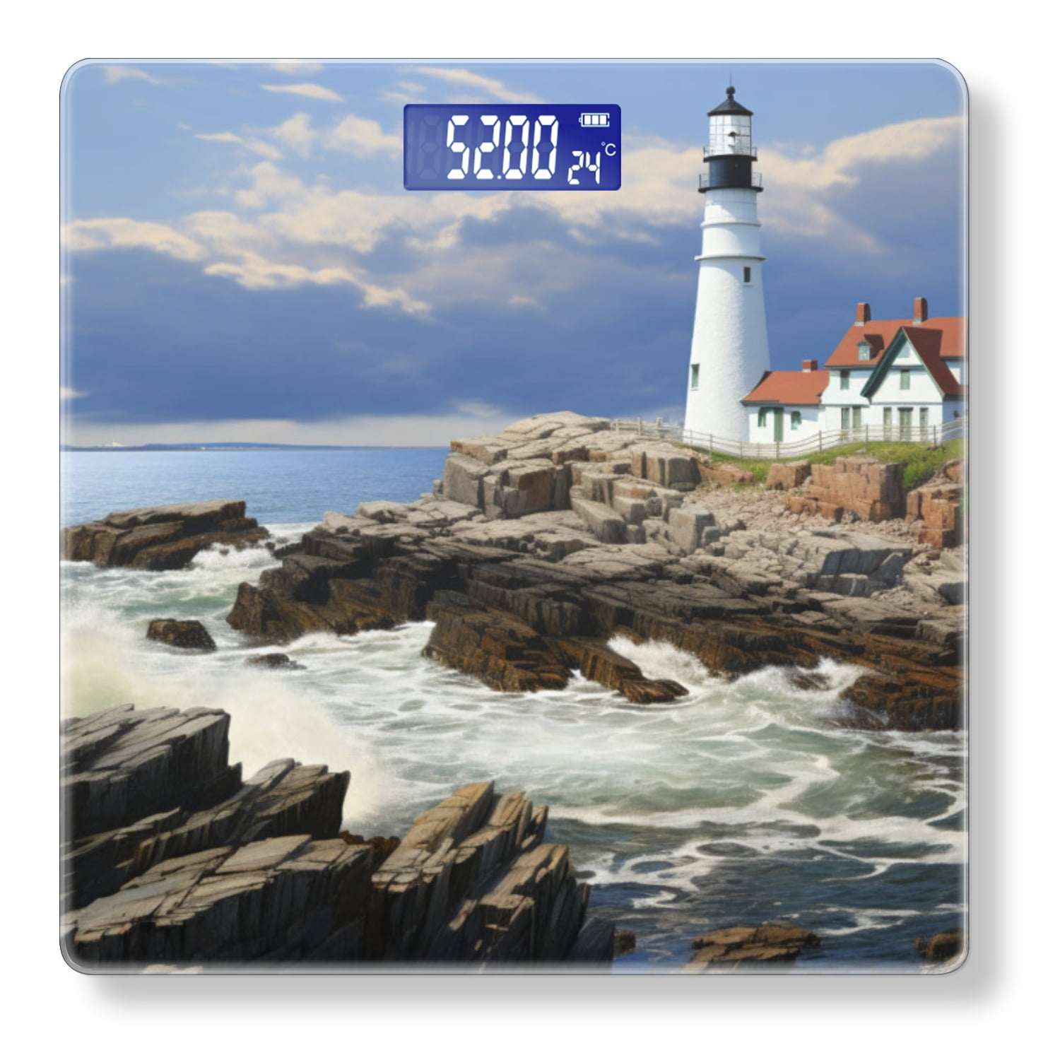 Bathroom Scale, Highly Accurate Digital Body Scale,Precisely Measures Weight up to 400 lbs-Photorealistic Painting Of The Lighthouse At Portland Head In Maine