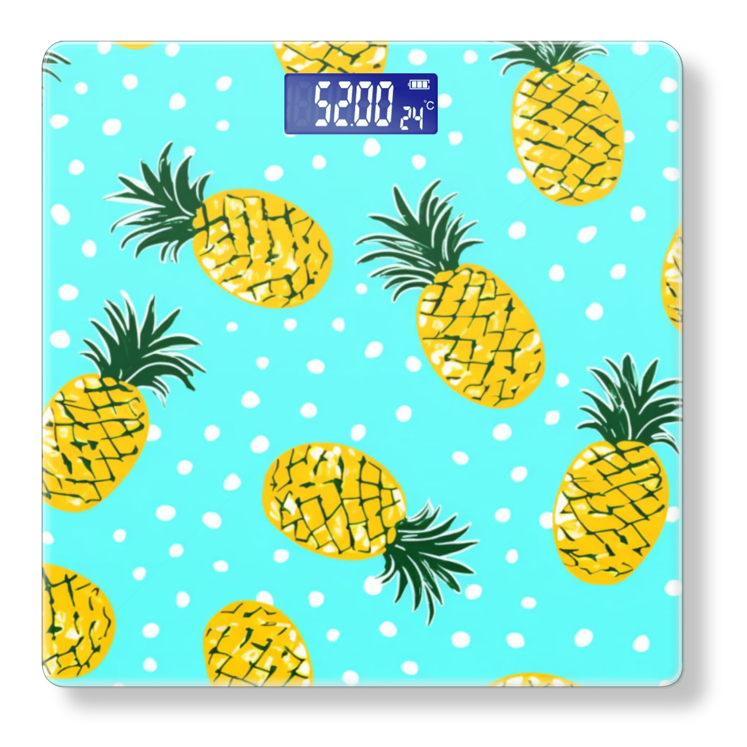 High Precision Body Weight Scale Smart Bathroom Scales with Large LCD Display(400lbs),Decorative for Bedroom-Pineapple Pattern With Cute Cartoon Style (1)