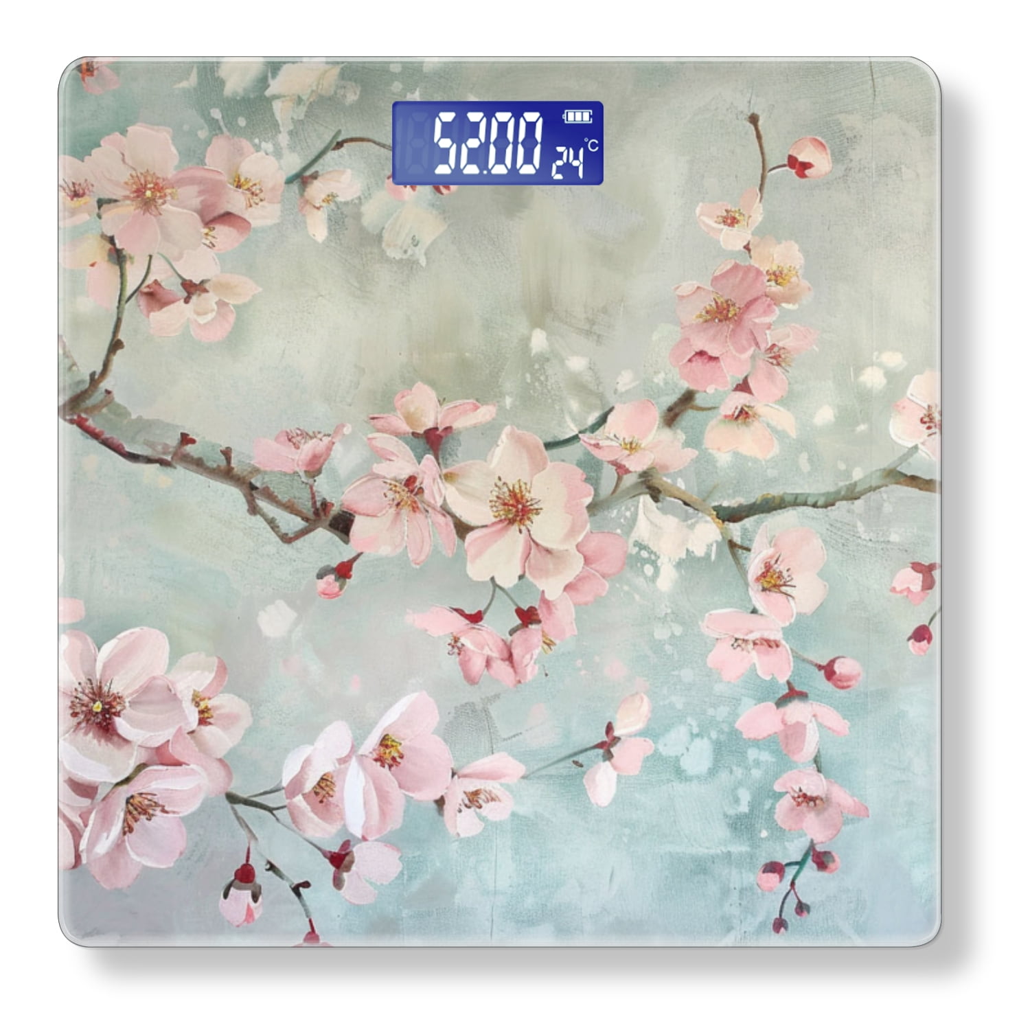 Bathroom Scale, Highly Accurate Digital Body Scale,Precisely Measures Weight up to 400 lbs-Pink Cherry Blossoms With Soft And Dreamy Pastel Tones