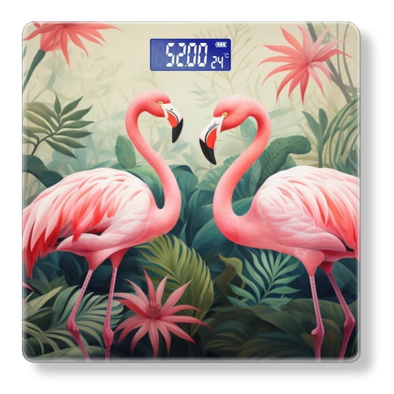 Bathroom Scale, Highly Accurate Digital Body Scale,Precisely Measures Weight up to 400 lbs-Pink Flamingos Stand In The Tropical Rainforest