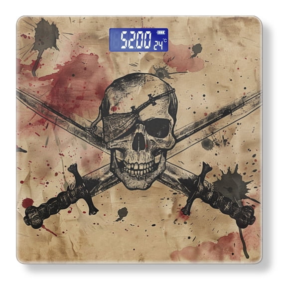 High Precision Body Weight Scale Smart Bathroom Scales with Large LCD Display(400lbs),Decorative for Bedroom-Pirate Flag With Crossed Sabers And Skull
