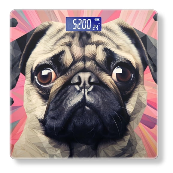 High Precision Body Weight Scale Smart Bathroom Scales with Large LCD Display(400lbs),Decorative for Bedroom-Pug Dog With Large Eyes And Exaggerated Expression