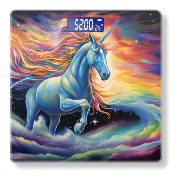 High Precision Body Weight Scale Smart Bathroom Scales with Large LCD Display(400lbs),Decorative for Bedroom-Rainbow Unicorn In The Sky With Flowing Tail