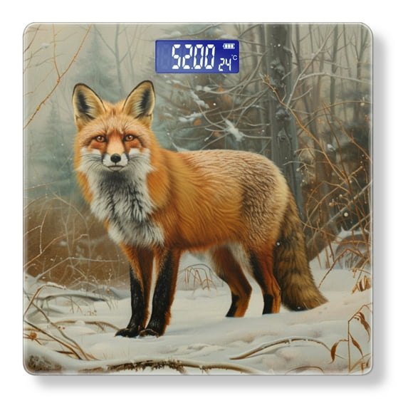 High Precision Body Weight Scale Smart Bathroom Scales with Large LCD Display(400lbs),Decorative for Bedroom-Red Fox Standing In The Snow Surrounded By Dense Forest Foliage