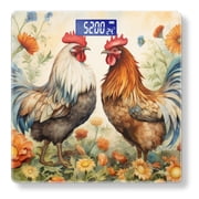 High Precision Body Weight Scale Smart Bathroom Scales with Large LCD Display400lbs,Decorative for Bedroom-Roosters Surrounded By Flowers And Plants